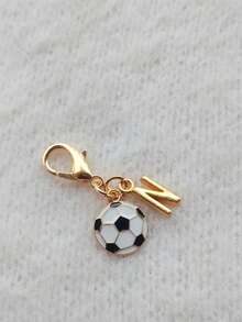 Exquisite Football Pendant Gold A-Z Letter Keychain, Gold Letter Charm, Cute Key Ring Handbag Pendant, Bag Charm, Keychain Bag Accessory, Phone Case Wallet Car Key Accessory - Multicolor - View 24