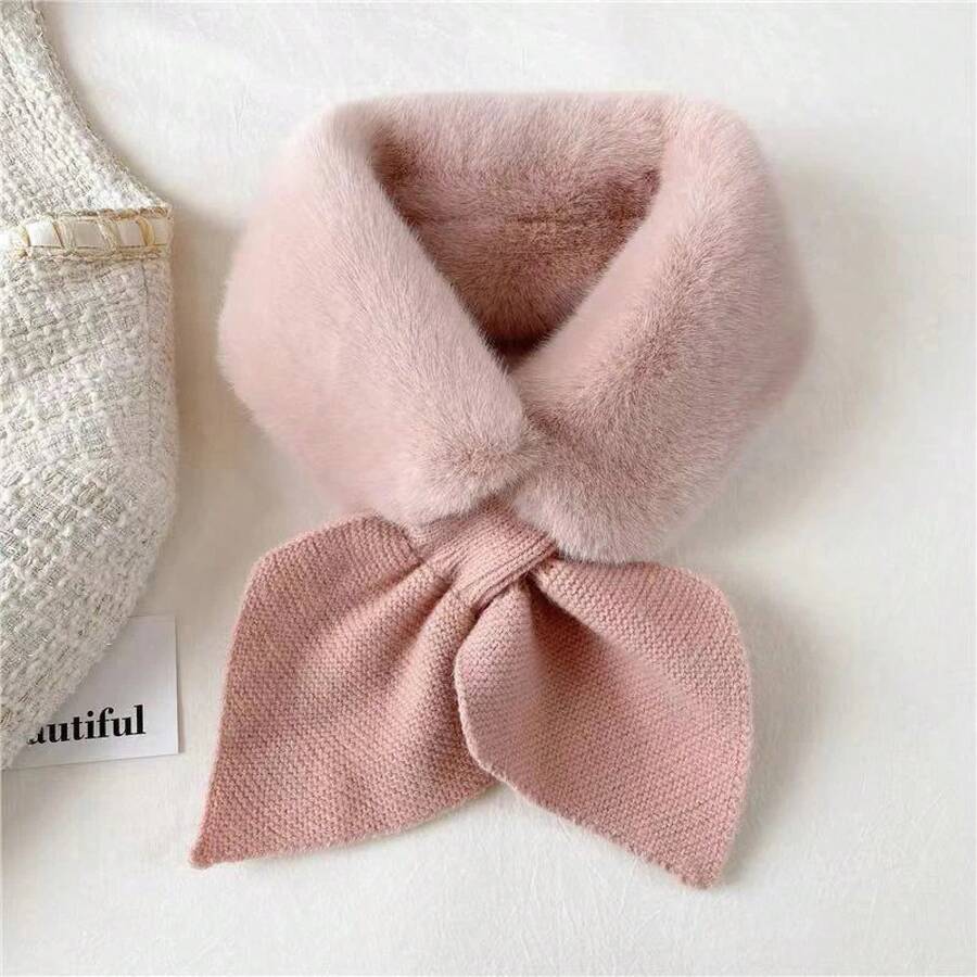 Bufandas femeninas de invierno para mujer, chal con correas cruzadas, bufanda suave para el cuello para niñas, bufanda versátil dulce que combina con todo para Otoño e Invierno XNCB - Blanco - Ver 1