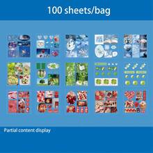 100 Folhas/Caixa Adesivos - Série Nostálgica, Adesivos de PET com Tema de Comida e Paisagem em Estilo Retrô, Suprimentos para Scrapbooking, Decorativos para Cartões, Quadros, Laptops, Capas de Telefone, Copos, Revistas, Caixas de Papelaria, Bagagem, Escrivaninha - adesivo - Visão 13