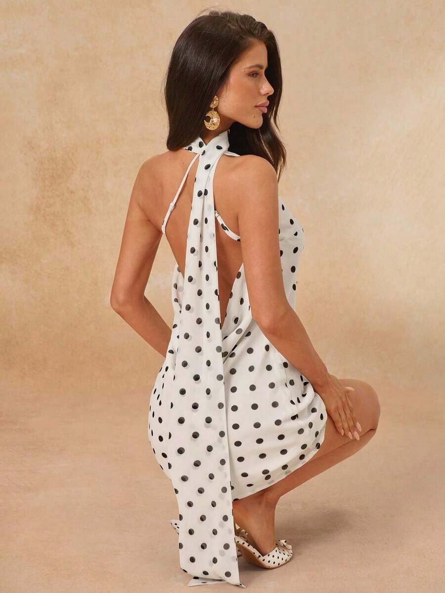 Women Midi Dresses - Black and White - View 1