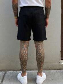 Pantalones cortos de punto de pierna ancha con cordón ajustable para hombre. - Negro - Ver 4
