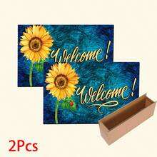 1 件装向日葵图案印花硅胶地毯，易于清洁，3D 打印长方形，适用于玄关、客厅、厨房、卧室、走廊、浴室、洗衣房 - 涤纶地毯，适合室内外家居装饰 - 彩色 - 查看 12