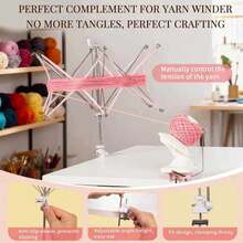 SPEENSUN Yarn, Adjustable Angle/Height Yarn Turn Loose Yarn Into Tidy Skeins, Easy To Install And Foldable, Perfectly Paired With Yarn Winder, With Storage Bag And Packaging Box - Pink Plastic - View 3