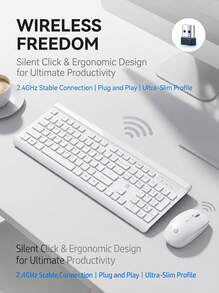 HP Ultra-Thin Wireless Keyboard And Mouse Set, Mini And Portable, Power-Saving With Automatic Sleep Mode, Silent Ultra-Thin Keyboard, Suitable For Laptops, Desktops, Office And Home Use. - View 1