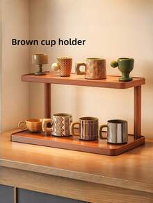 1pc Bamboo Foldable Wall-Mounted Storage Rack, Bamboo Collapsible Storage Shelf, Bedroom Storage, Kitchen Accessories, Kitchen Organizer, Wedding Dessert Display Stand - Brown - View 11