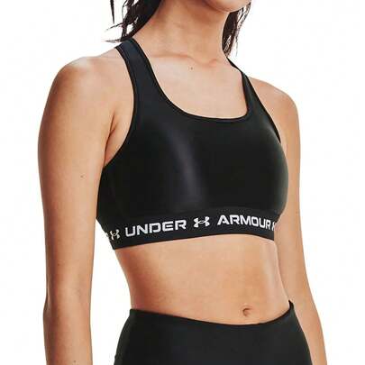 Under Armour Ladies Crossback Matte Shine Black Sports Bra