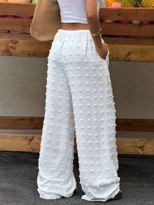 Pantalones anchos de uso diario con cintura con cordón y lunares para mujer - Blanco - Ver 7