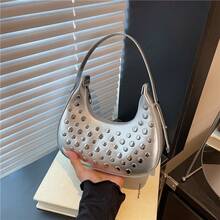 Bolso de mano moderno y versátil para mujer, estilo casual elegante con un toque de alta gama, bolso de hombro estiloso ideal para ir de compras. - Plateado - Ver 1