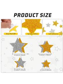 200/100pcs Gold And Silver Star EVA Stickers, Self-Adhesive Star Stickers In Various Sizes, Perfect For Classroom Rewards, Crafting, Card Decoration, Etc. - Gold and Silver - View 5