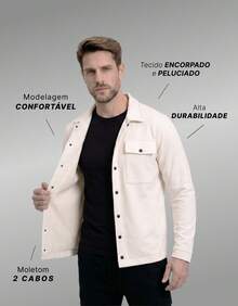 Stylish Men's Jacket With Waterfall Collar, Long Sleeves, Casual Sweatshirt Style With Button Details And Pockets. - Off - View 2
