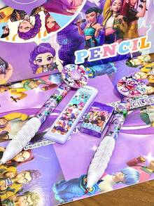 0,5mm Cartoon Mädchen Design Druckbleistift Set, mit Radiergummi und Nachfüllungen, angenehmes Schreiben, geeignet für Studenten, langanhaltend Schreibwaren, ideal als Klassenprämie und Geschenk zu Feiertagen - Verschiedenfarbig - Übersicht 4
