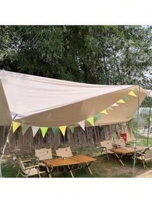 4m Green-Yellow Ombre Linen-Like Triangle Pennant Flags Bunting Set, Suitable For Outdoor Camping Tent Decor, Picnic, Birthday Party, Storefront Display, Reusable Garland For Cozy Atmosphere - A - View 4