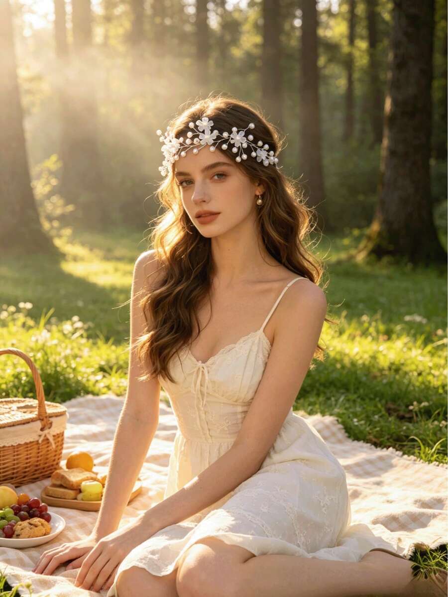 1pc Women's Elegant Handmade Crystal Headband, Suitable For Weddings, Parties, And Gifts - 63480 Silver - View 1