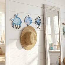 1pc Ocean Theme Wooden Wall Hook With Starfish Turtle Octopus Shell Design Metal Hanging Hook For Coats Hats Keys Bags Small Items Home Decor Bathroom Kitchen Bedroom Entryway Wall Mount Organization Storage Solution - Multicolor - View 7