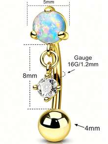 Vintage Rook Earrings Dangle 16G Pink Opal Eyebrow Rook Rings Stainless Steel Rook Eyeborw Piercing Jewelry - A - View 3