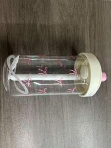 1个粉色蝴蝶结装饰500毫升/700毫升水瓶，珍珠奶茶风格夏季水杯，大容量加粗吸管塑料杯，适合女性和学生，旅行、日常使用、户外露营，女性礼物 - 彩色 - 查看 11