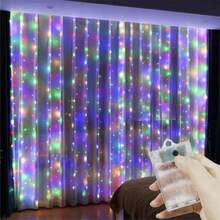 LED 窗簾燈串,8 種照明模式模擬星空閃爍 - AA 電池供電。適用於情人節、萬聖節、聖誕節節日燈光裝飾花環,居家臥室花園庭院舞台背景裝飾懸掛燈串,生日婚禮派對慶祝裝飾仙女燈串 - AA電池盒窗簾燈 - 查看 19