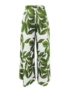 Pantalones anchos estampados elegantes y a la moda - Verde Oliva - Ver 1