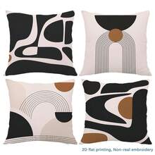 4件波希米亞抽象幾何印花抱枕套 [不含枕芯], 17.7*17.7in(45*45cm)/19.69*19.69in(50*50cm)/15.75*15.75in(40*40cm), [單面印刷], 聚酯纖維材質, 極簡線條圓點色塊拼接靠墊套, 適用於沙發、客廳、臥室、汽車、辦公室、飯店、民宿裝飾, 送給家人和朋友的完美禮物 - 彩色 - 查看 4