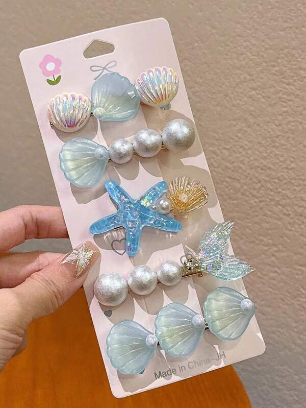 Pinzas para el cabello con forma de estrella de mar de colores, estilo 2025, ideales para fotos de vacaciones de verano, accesorios de moda y versátiles