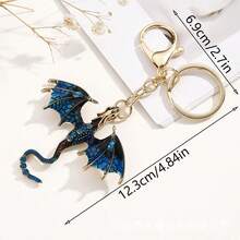 1pc Gothic Dragon Enamel Keychain, Alloy With Sparkling Rhinestone, Multi-Color Bag Charm, Cool Graduation Gift For Backpack - Multicolor - View 10