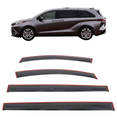 4PCS Slim Style In Channel Window Visors Compatible With Toyota Sienna 2021-2026 Acrylic Smoke Rain Guards Side Window Wind Deflectors Car Accessories