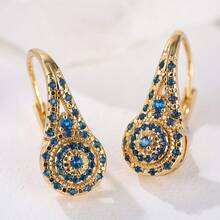 1 Pair Elegant Luxury Multi-Color Synthetic Zirconia Earrings, Fashionable Exquisite Banquet Jewelry, Perfect Gift For Girls, Timeless Elegance - Multicolor - View 4