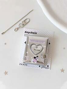 Y2K Silver Mini Photo Album Keychain Cute Heart Hollow 2 Inch Photo Book Keyring Car Keychain Portable Photo Holder Pendant Bag Charm Gifts - Multicolor - View 14