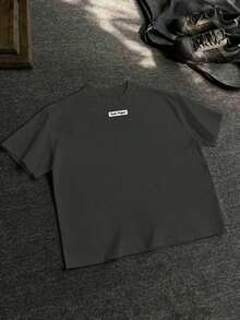 INFLATION Men's Short Sleeve T-Shirt With Cartoon Print, Casual And Versatile For Everyday Wear - 深灰色 - 查看 2