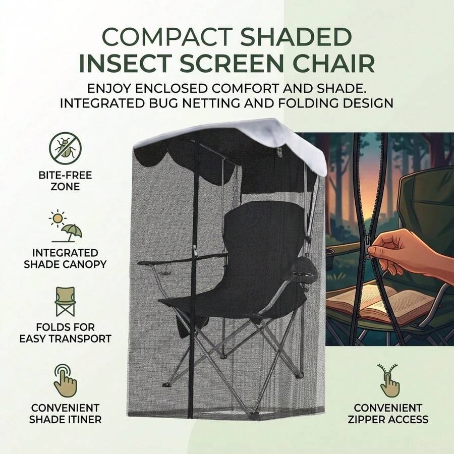 Outdoor Garden Hanging Chair Sunshade Net, Suitable For Hammock Chairs - Black - View 1