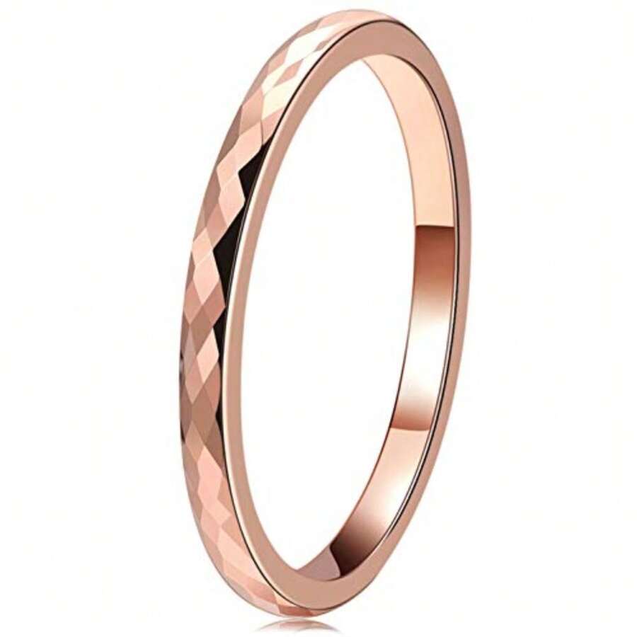 Men Wedding Rings - 2 mm or rose. - Voir 1