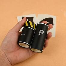 13pcs Handmade Road Sign Tape Set, (Includes 3 Rolls + 10pcs Creative Curved Stickers), Easy-Tear No-Residue Road And Track Washi Tape, Parking Lot Scene Model, Suitable For Smooth Surfaces, Room, Birthday Party, Traffic Theme - One Size Fits All - View 7