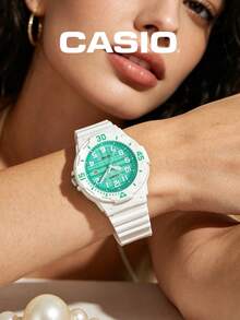 Casio 運動日常必備：女款樹脂錶帶石英手錶，綠色錶盤，100米防水休閒腕錶，附日期顯示與旋轉錶圈 LRW-200H-3C - 綠色 - 查看 3