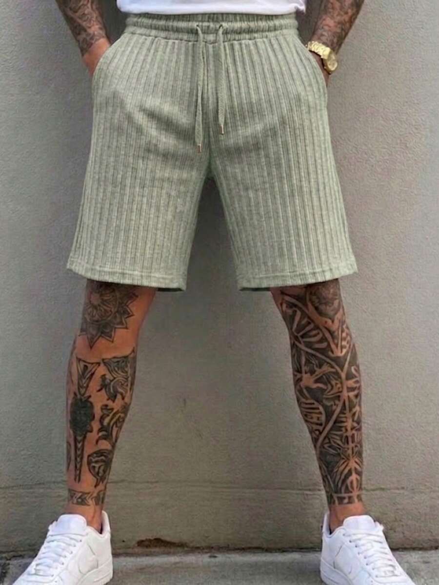 Men's Casual Drawstring Wide-Leg Knit Shorts