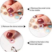 224PCS Donut Themed Hole Reinforcement Stickers, Self-Adhesive Paper Reinforcer Labels, Decorative Reinforcement Rings For 3-Ring Binders, Loose-Leaf Notebooks, Planners, Journals & Documents, Assorted Cute Donut Designs, Waterproof & Durable, Easy To Apply, Prevent Paper Tearing, Ideal For Journaling, Scrapbooking, Office Filing & School Organization, Perfect For Protecting Pages On Loose-Leaf Rings - A - View 6