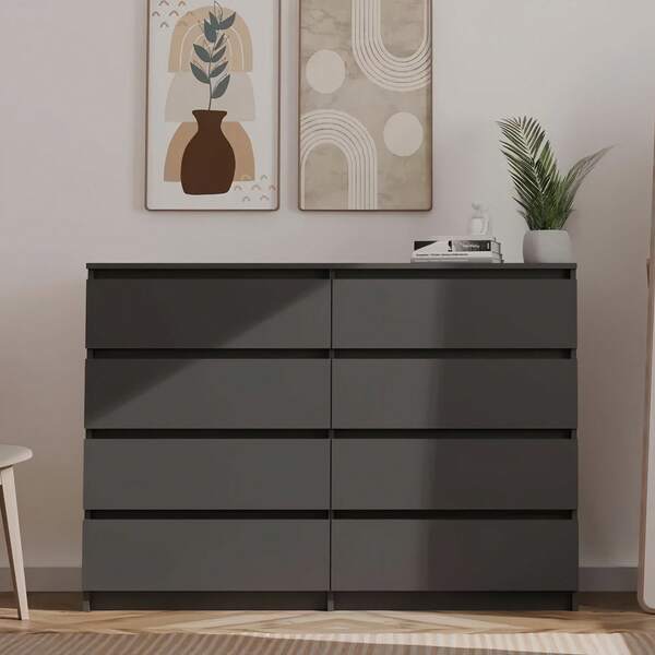 Nouvelle arrivée Style Ins Commode de rangement grande capacité à 8 tiroirs, surface de 138 cm de large, meuble de rangement minimaliste pour chambre, organisateur de maison pour vêtements et articles divers, unité de stockage simple et moderne pour chambre à coucher et salon, plusieurs options de couleurs disponibles