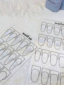 1pc/4pcs Nail Art Practice Board For Beginners, Clear Reusable Nail Painting Display Board For Nail Art Tracing - Multicolor - View 6