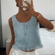 Camisa de negocios casual de verano para mujer - Azul - Ver 3