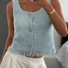 Camisa de negocios casual de verano para mujer - Azul - Ver 5