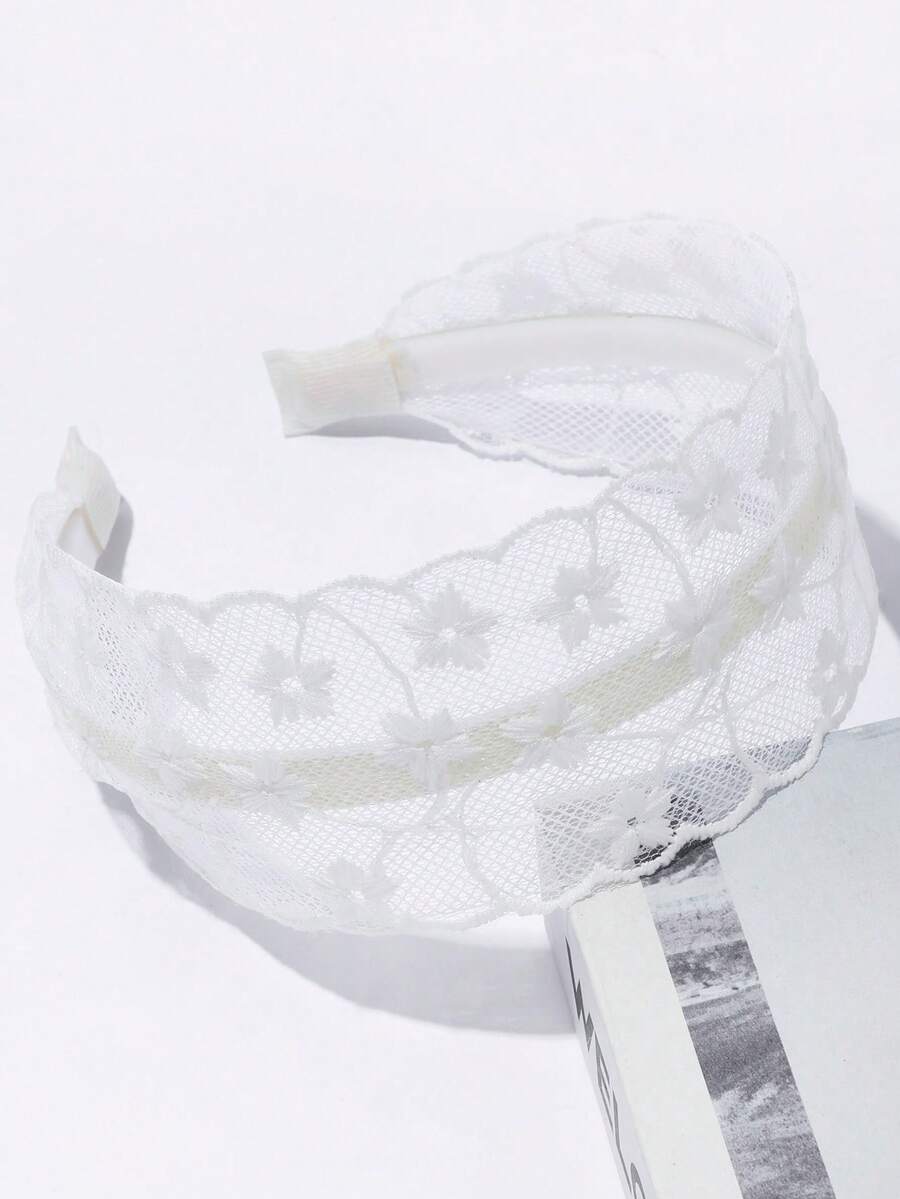 1 pieza Conjunto de diadema con bordado de flores de encaje - Multicolor - Ver 1