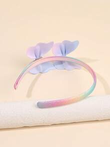 1 Stück Regenbogen-Farbverlauf Haarband mit 2 Glitzer-Farbverlauf Schmetterlings-Dekorationen, modisches Haaraccessoire für Mädchen, geeignet für Party und tägliches Tragen - Verschiedenfarbig - Übersicht 5