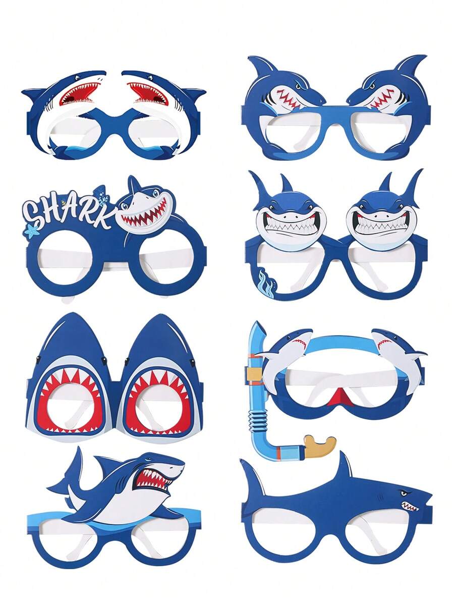 8 piezas Gafas de papel estilo tiburón oceánico, Gafas de papel para decoración de fiesta de cumpleaños, Gafas de papel para accesorios de fotos de fiesta de baby shower, Suministros para fiesta de primer cumpleaños, Gafas de fiesta de feliz cumpleaños, Decoración de fiesta de cumpleaños de tiburón blanco, Accesorios de fiesta, Regalos de cumpleaños, Decoración de fiesta de recién nacido, Decoración de baby shower, Decoración de revelación de género, Decoración de fiesta con tema de animales de granja, Recuerdos de fiesta