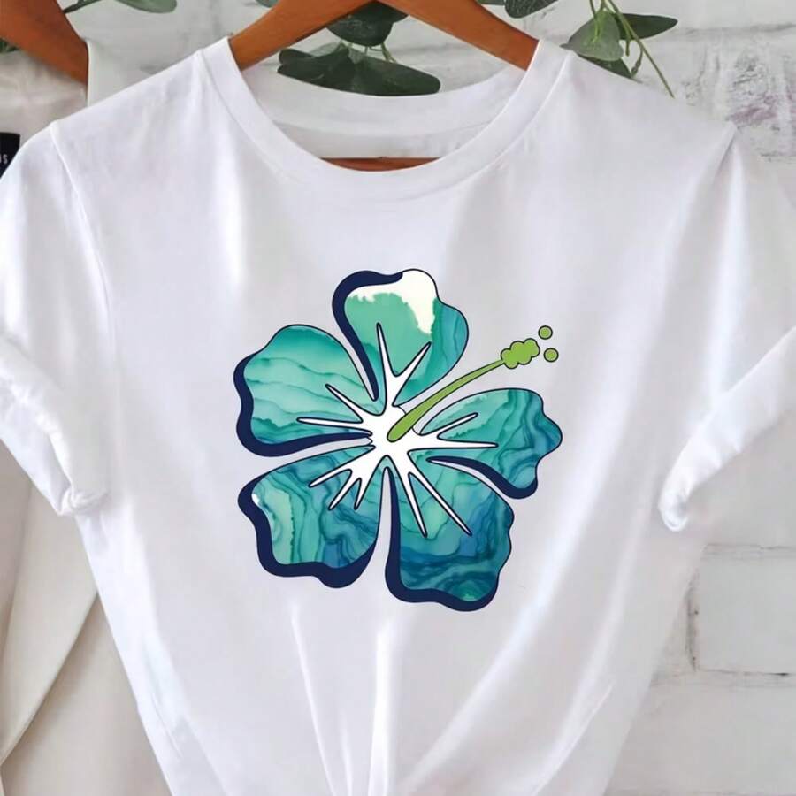 Printed T-Shirt For Men And Women - 白色 - 查看 1