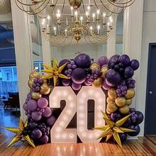 104pcs Purple And Gold Balloon Arch Set, Deep Purple And Gold Star Balloon Garland Set, Various Sizes Balloons Suitable For Boys Girls Children Birthday Baby Shower Anniversary Adult Party Luxury Party Decoration - Multicolor - View 6