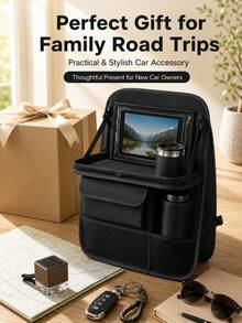 Bolsa de almacenamiento universal para asiento de coche con bandeja para tableta, organizador multifuncional que mantiene el interior del coche ordenado y organizado - A - Ver 3