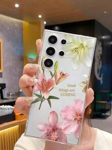 1 Piece Soft Phone Case With White Lily Flower And Butterfly, Compatible With Huawei Honor, , Galaxy A04e/12/A13/A14/A34/A50/A52/A53/A54/S21/S22/S23/S24/S25/S25Ultra, 6A/7A/8A, 12T/13T, International Version, Not Domestic Version, Spring Gift - 透明 3 - 查看 4