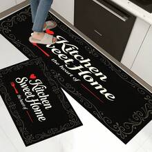 1 pieza, Decoración del hogar, Alfombra de cocina con estampado de patrón de texto, Alfombra de cocina de tierra de diatomeas, Alfombra de cocina, Alfombra de piso, Fácil de limpiar, Rectangular estampada, Adecuada para sala de estar, dormitorio, pasillo, baño, lavandería - Alfombra de poliéster, Adecuada para decoración del hogar interior y exterior - Multicolor - Ver 13