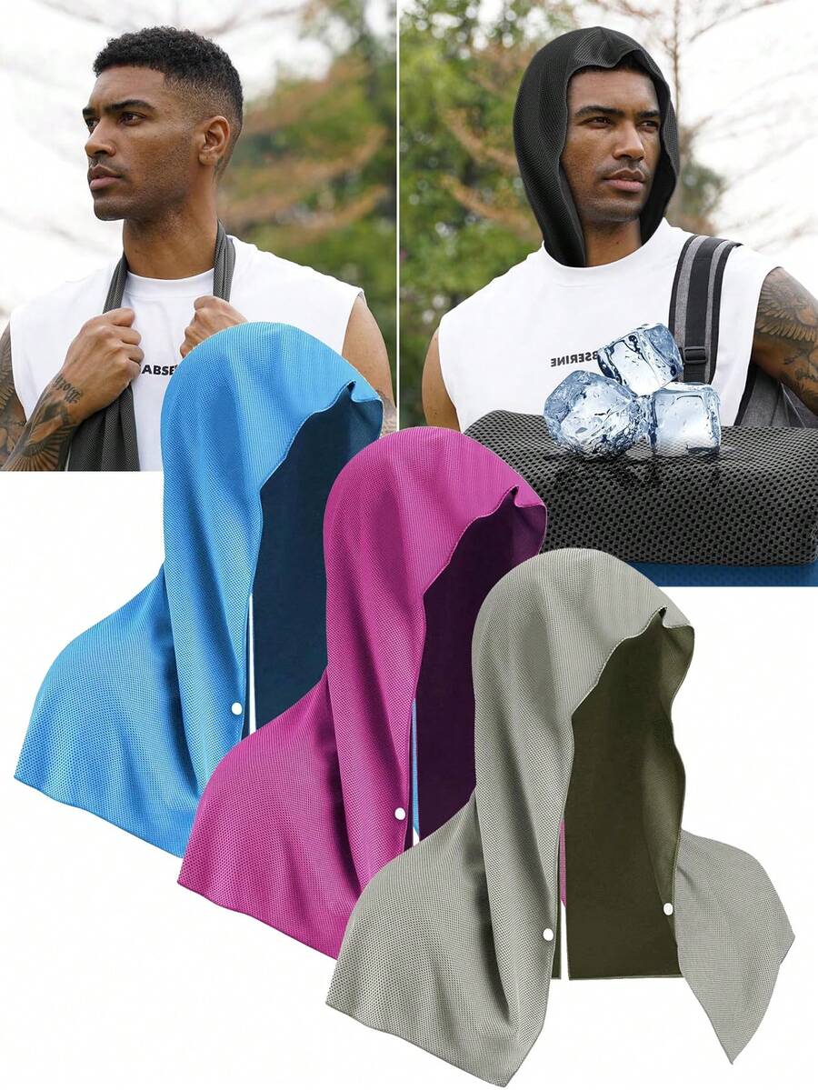 2 Buah Handuk Hoodie Pendingin Penyerap Cepat Kering untuk Leher dan Wajah, Handuk Pendingin, Syal Pelindung UV untuk Berkemah, Bersepeda, Lari, Cuaca Panas - MultiWarna - View 1