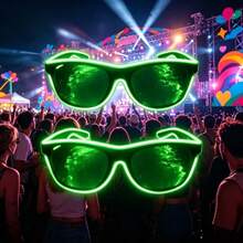 2 sets de gafas LED de colores brillantes, gafas fluorescentes para fiestas, diseño de luz segmentada multicolor, accesorio esencial para festivales de música EDM, Halloween y eventos de cosplay (baterías no incluidas) - 2 paquetes de gafas luminosas - Ver 7