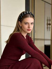 Soft Polka Dot Headband, Flattering Accessory For Autumn/Winter Outfits, Pairs Well With Sweaters And Coats Hairband - Multicolor - View 3